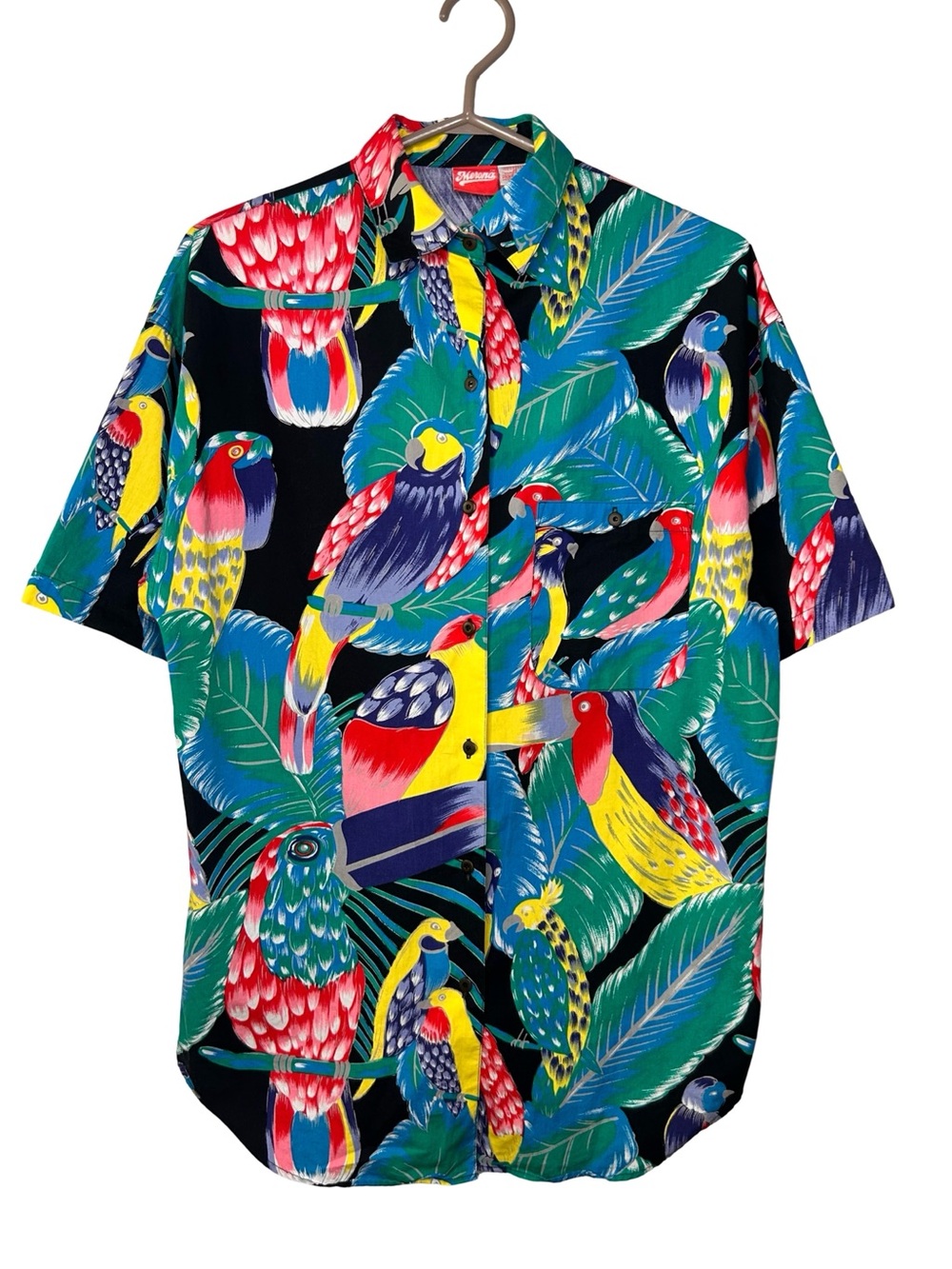 Merona Tropical Bird Print Button Up Shirt | Parrot Toucan Hawaiian Shirt